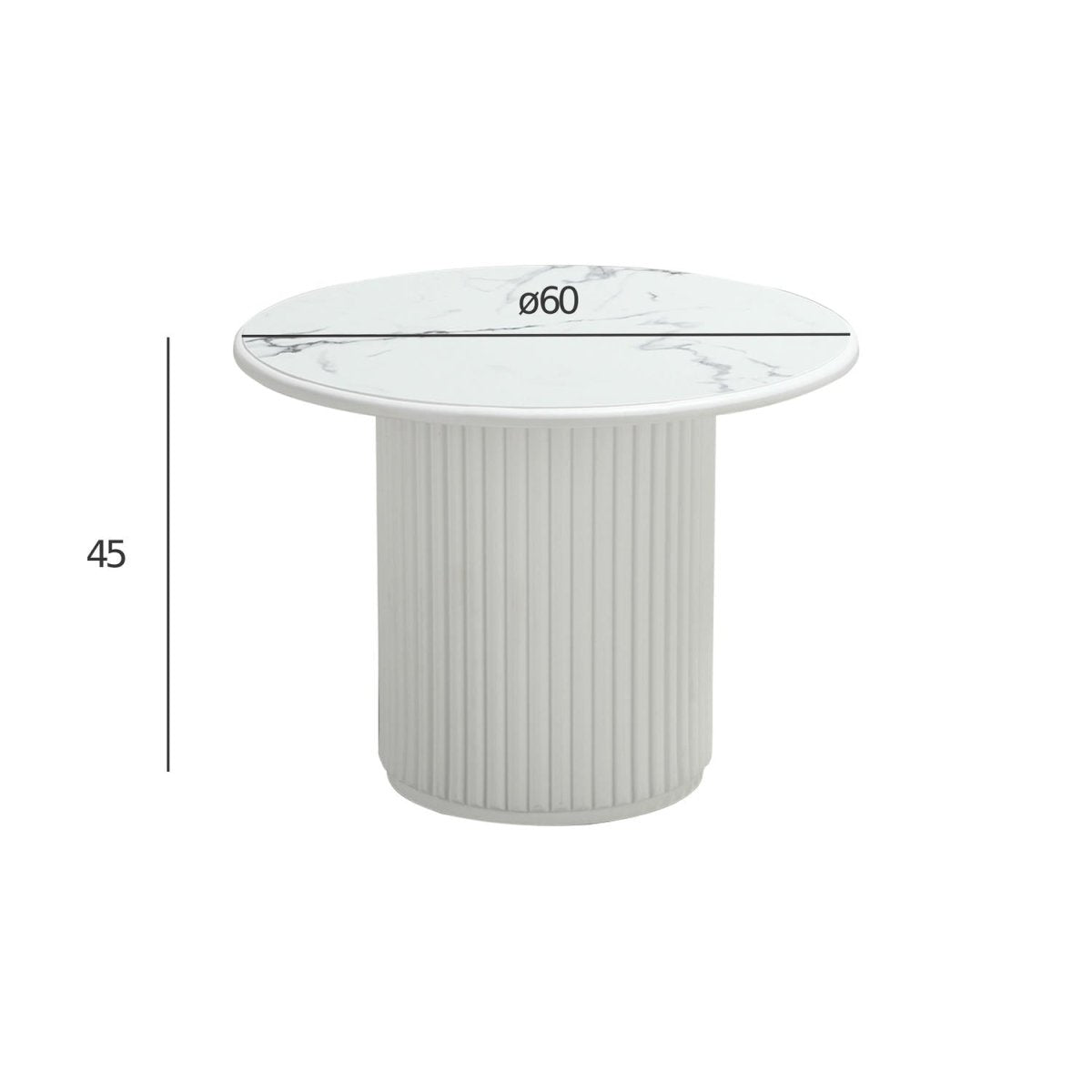 Easy Couchtisch Rund ø60 cm - Marmoroptik & Lamellenoptik Weiß - FURNHOUSE