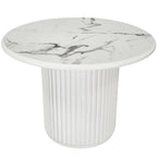 Couchtisch Rund ø60 cm - Marmoroptik & Lamellenoptik Weiß - FURNHOUSE