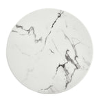Couchtisch Rund ø60 cm - Marmoroptik & Lamellenoptik Weiß - FURNHOUSE