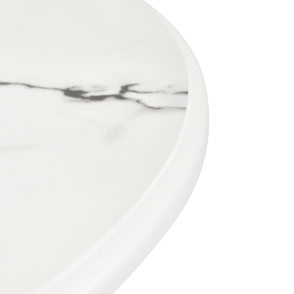 Couchtisch Rund ø60 cm - Marmoroptik & Lamellenoptik Weiß - FURNHOUSE