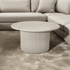 Easy Couchtisch Rund ø80 cm - Marmoroptik & Lamellenoptik Grau - FURNHOUSE