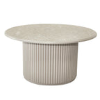 Easy Couchtisch Rund ø80 cm - Marmoroptik & Lamellenoptik Grau - FURNHOUSE