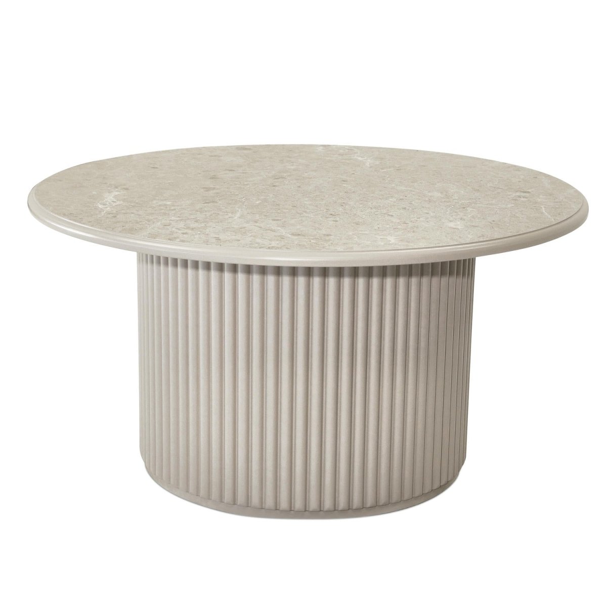 Easy Couchtisch Rund ø80 cm - Marmoroptik & Lamellenoptik Grau - FURNHOUSE