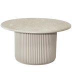 Easy Couchtisch Rund ø80 cm - Marmoroptik & Lamellenoptik Grau - FURNHOUSE