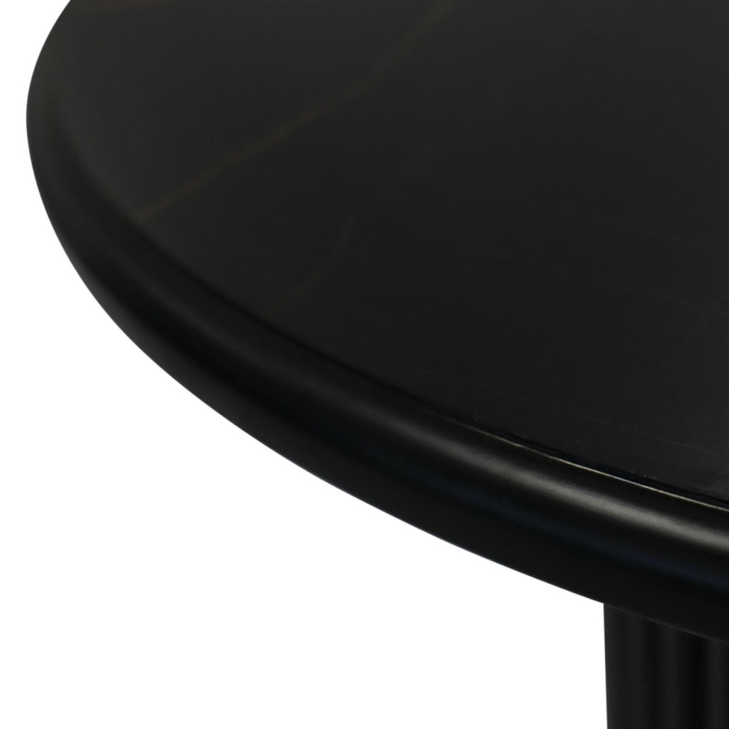 Easy Couchtisch Rund ø80 cm - Marmoroptik & Lamellenoptik Schwarz - FURNHOUSE