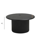 Easy Couchtisch Rund ø80 cm - Marmoroptik & Lamellenoptik Schwarz - FURNHOUSE