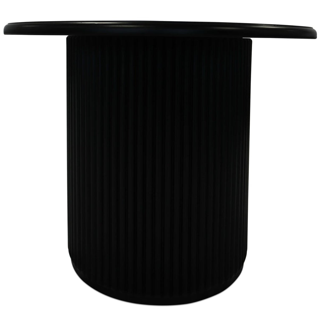 Easy Couchtisch Rund ø80 cm - Marmoroptik & Lamellenoptik Schwarz - FURNHOUSE