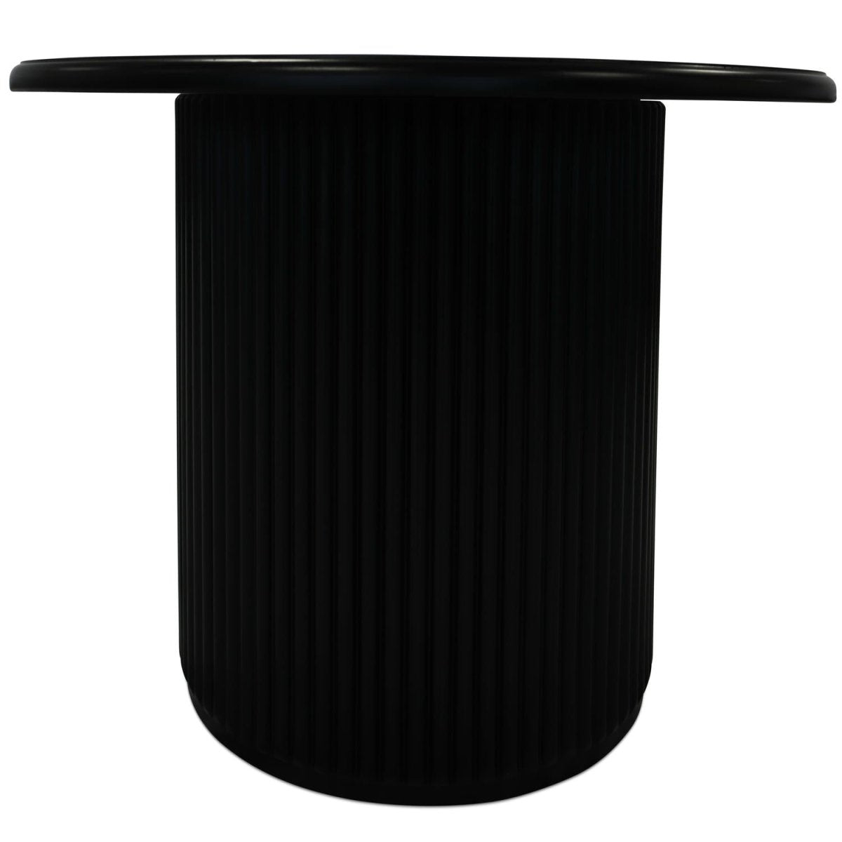 Easy Couchtisch Rund ø80 cm - Marmoroptik & Lamellenoptik Schwarz - FURNHOUSE