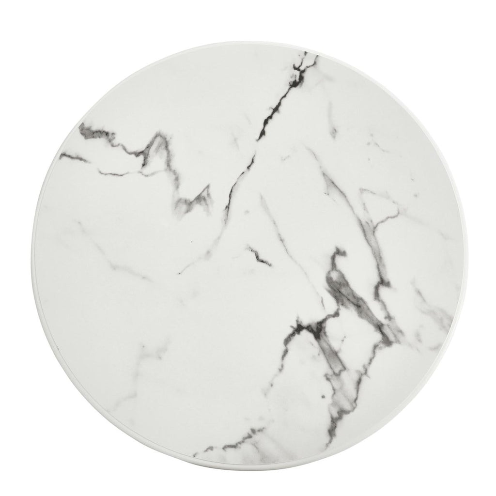 Easy Couchtisch Rund ø80 cm - Marmoroptik & Lamellenoptik Weiß - FURNHOUSE