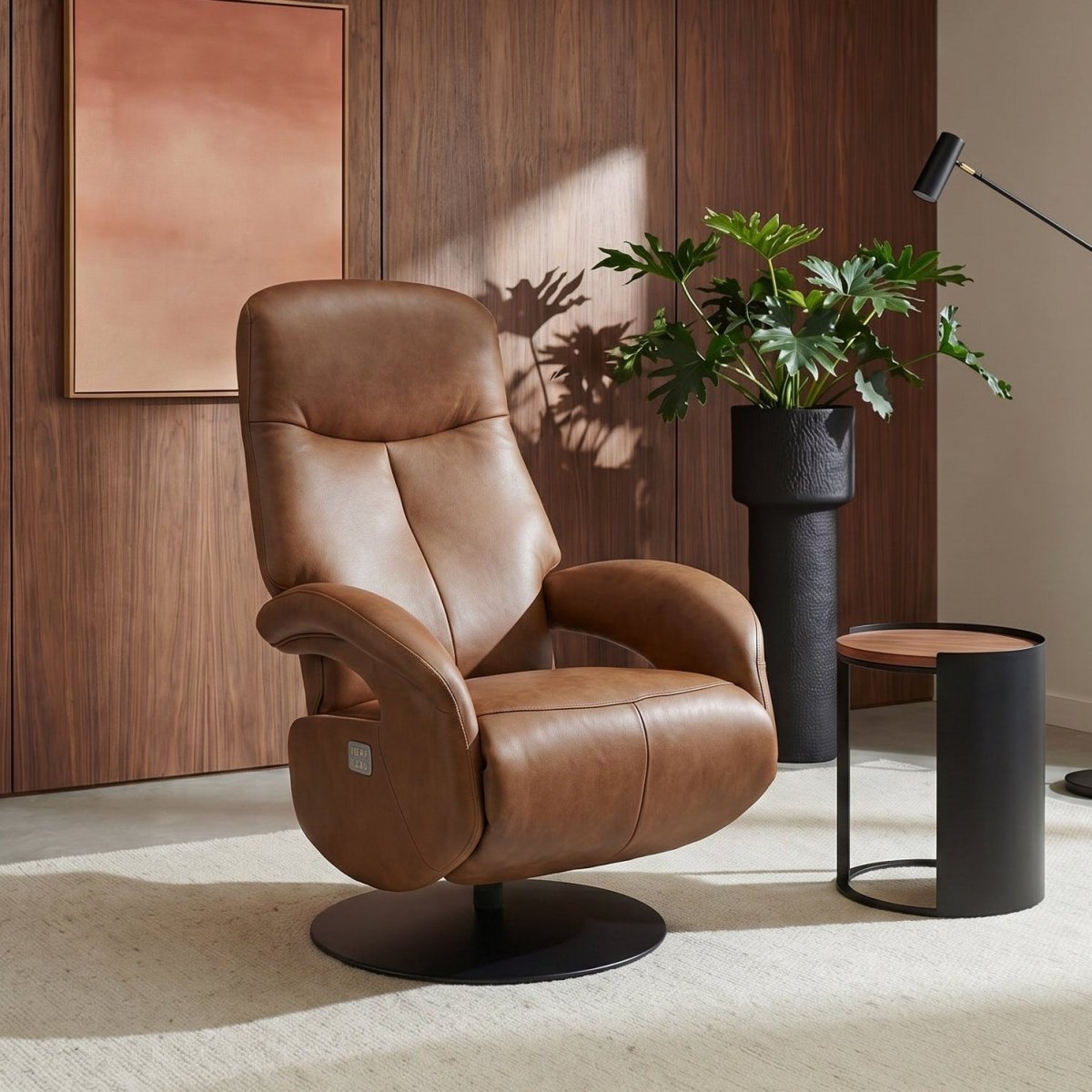 Elektrischer Relaxsessel Bull - Echtleder Cognac mit 2 Motoren - IBBE DESIGN - FURNHOUSE