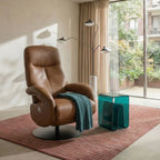 Elektrischer Relaxsessel - Echtleder Cognac Braun - FURNHOUSE