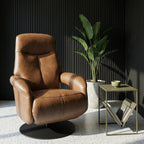 Elektrischer Relaxsessel - Echtleder Cognac Braun - FURNHOUSE