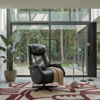 Elektrischer Relaxsessel - Echtleder Schwarz - FURNHOUSE