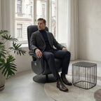 Elektrischer Relaxsessel Bull - Echtleder Schwarz, 2 Motoren - FURNHOUSE