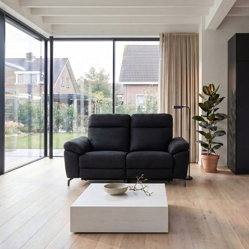 Elektrisches 2-Sitzer Relaxsofa Selesta – Stoff Schwarz mit USB - FURNHOUSE