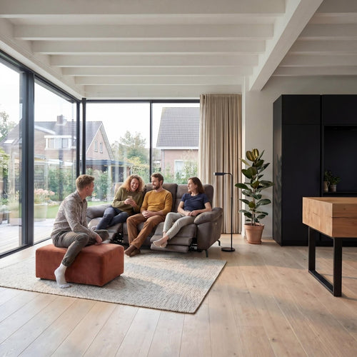 3-Sitzer Relaxsofa Selesta - Elektrisch mit USB, Stoff Taupe - FURNHOUSE