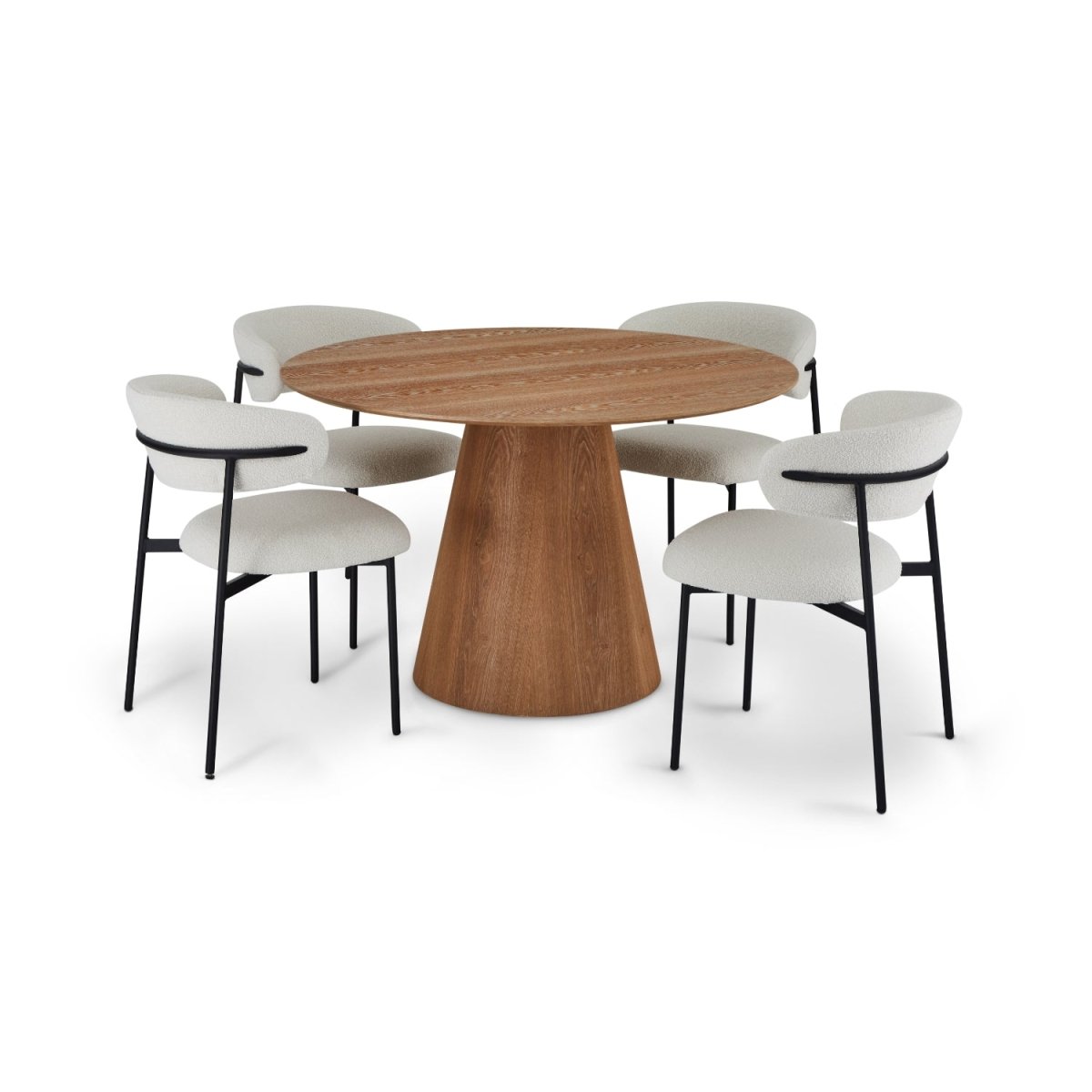 Essgruppe mit 4 Stühle und Esstisch - ø120 cm Wildeiche - IBBE DESIGN - FURNHOUSE