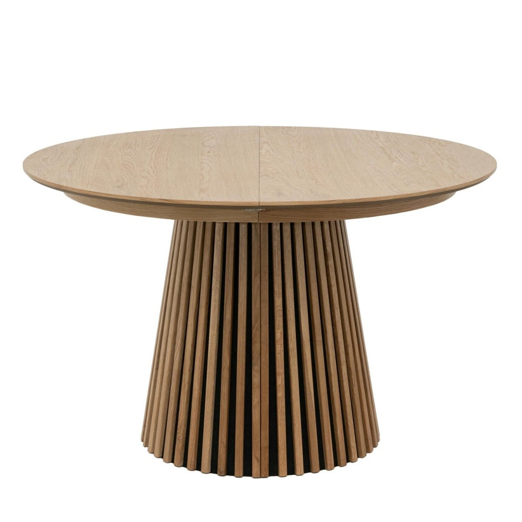 Essgruppe mit 4 Stühle und Esstisch - ø120 cm - Ausziehbar bis 220 cm Wildeiche - FURNHOUSE