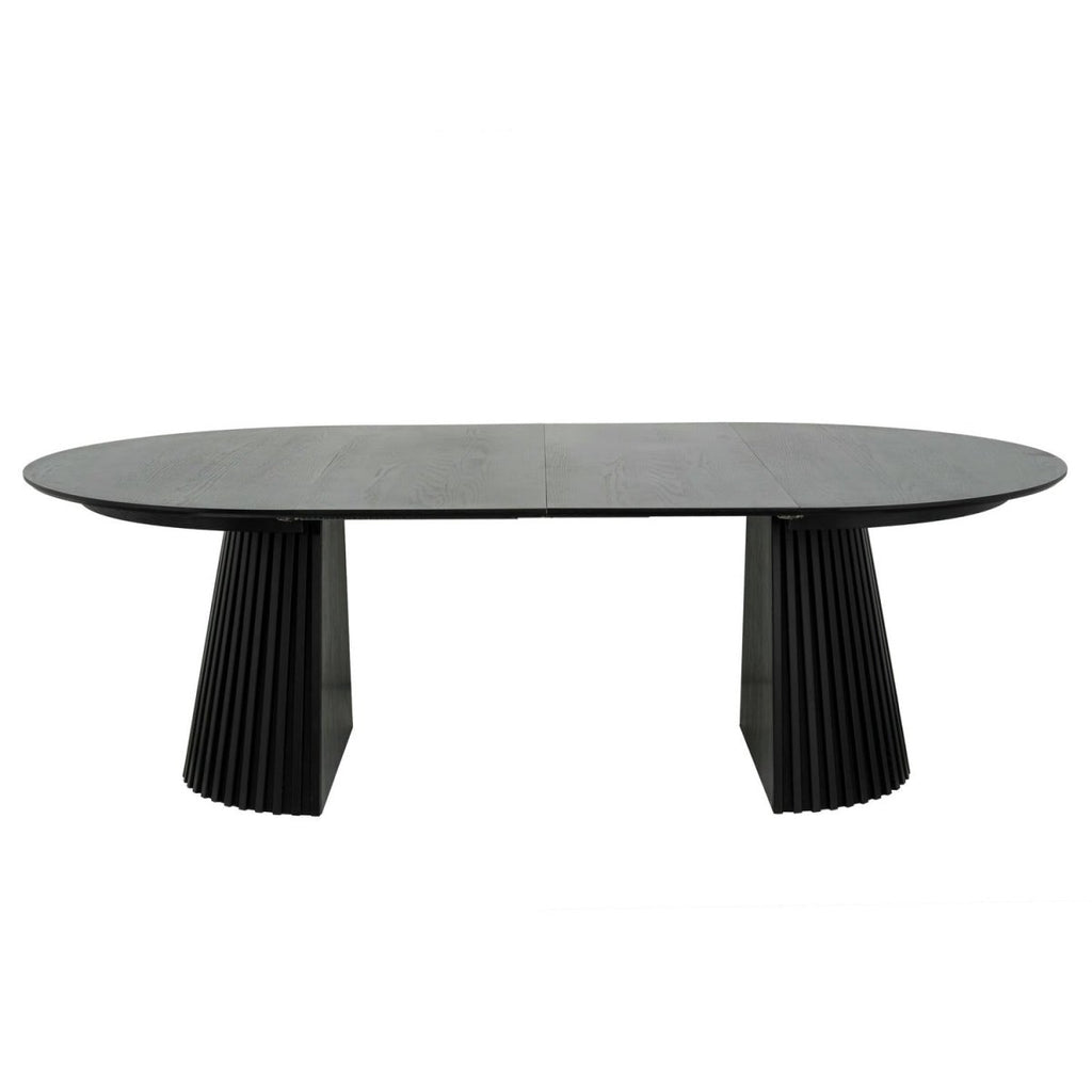 Essgruppe mit 4 Stühle und Esstisch - ø140 cm - Ausziehbar bis 240 cm Schwarz - FURNHOUSE