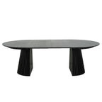 Essgruppe mit 4 Stühle und Esstisch - ø140 cm - Ausziehbar bis 240 cm Schwarz - FURNHOUSE