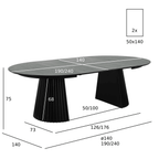 Essgruppe mit 4 Stühle und Esstisch - ø140 cm - Ausziehbar bis 240 cm Schwarz - FURNHOUSE