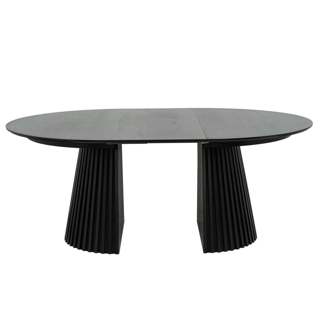 Essgruppe mit 4 Stühle und Esstisch - ø140 cm - Ausziehbar bis 240 cm Schwarz - FURNHOUSE