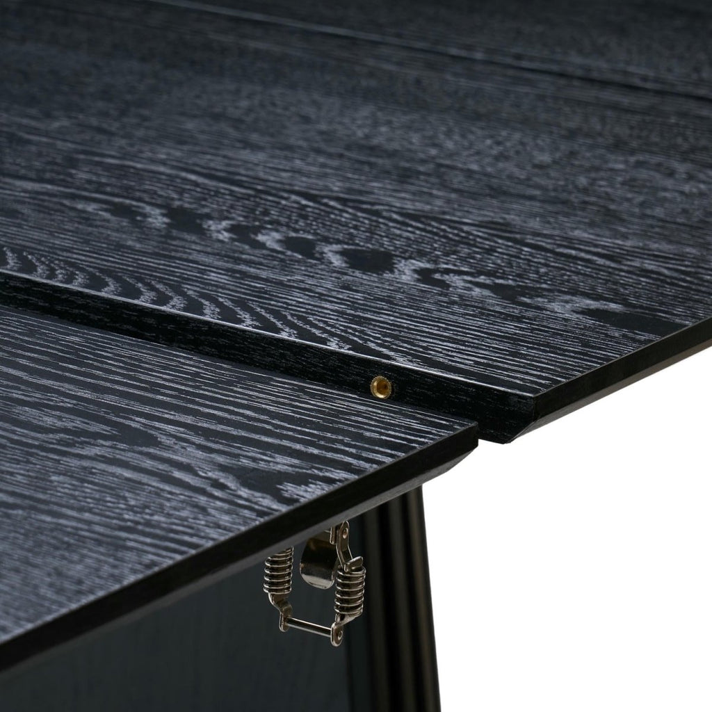 Essgruppe mit 4 Stühle und Esstisch - ø140 cm - Ausziehbar bis 240 cm Schwarz - FURNHOUSE