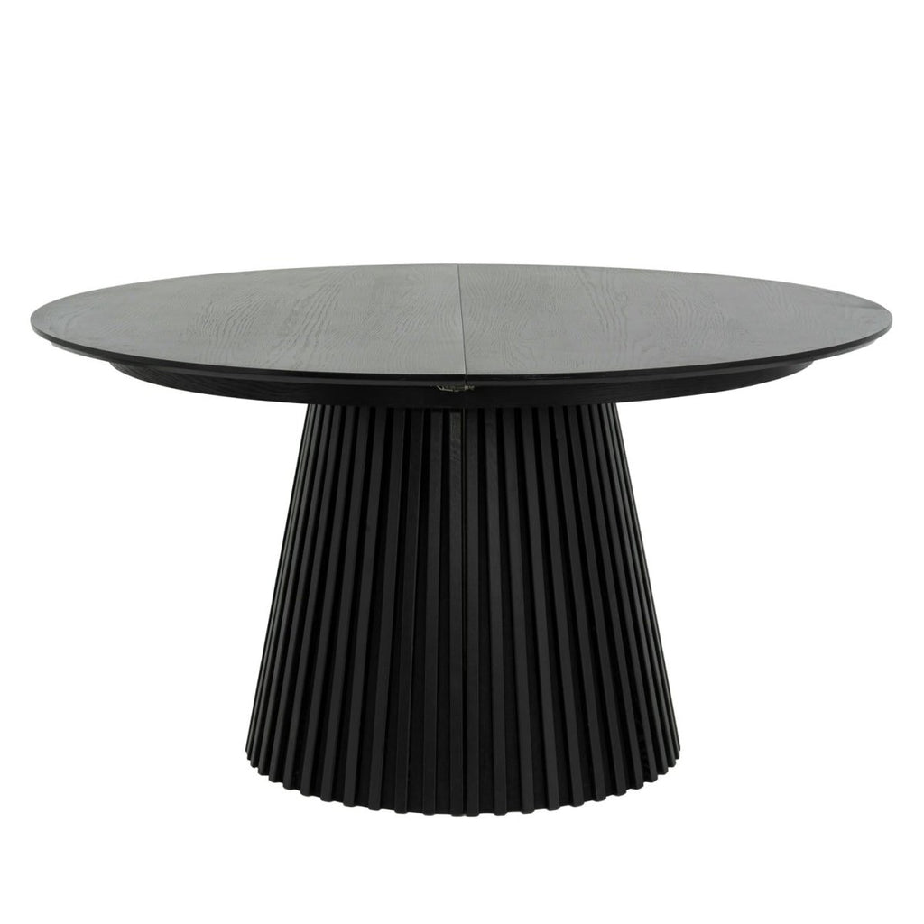 Essgruppe mit 4 Stühle und Esstisch - ø140 cm - Ausziehbar bis 240 cm Schwarz - FURNHOUSE