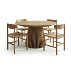 Essgruppe mit 4 Stühle und Esstisch - ø140 cm - Ausziehbar bis 240 cm Wildeiche - FURNHOUSE
