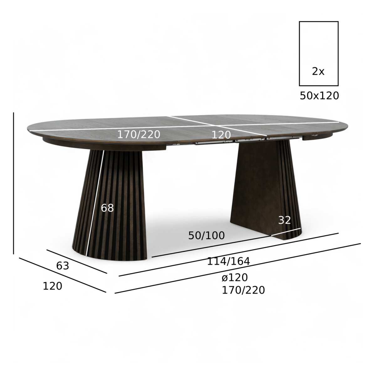 Essgruppe mit 6 Stühle und Esstisch - ø120 cm - Ausziehbar bis 220 cm Räuchereiche - FURNHOUSE