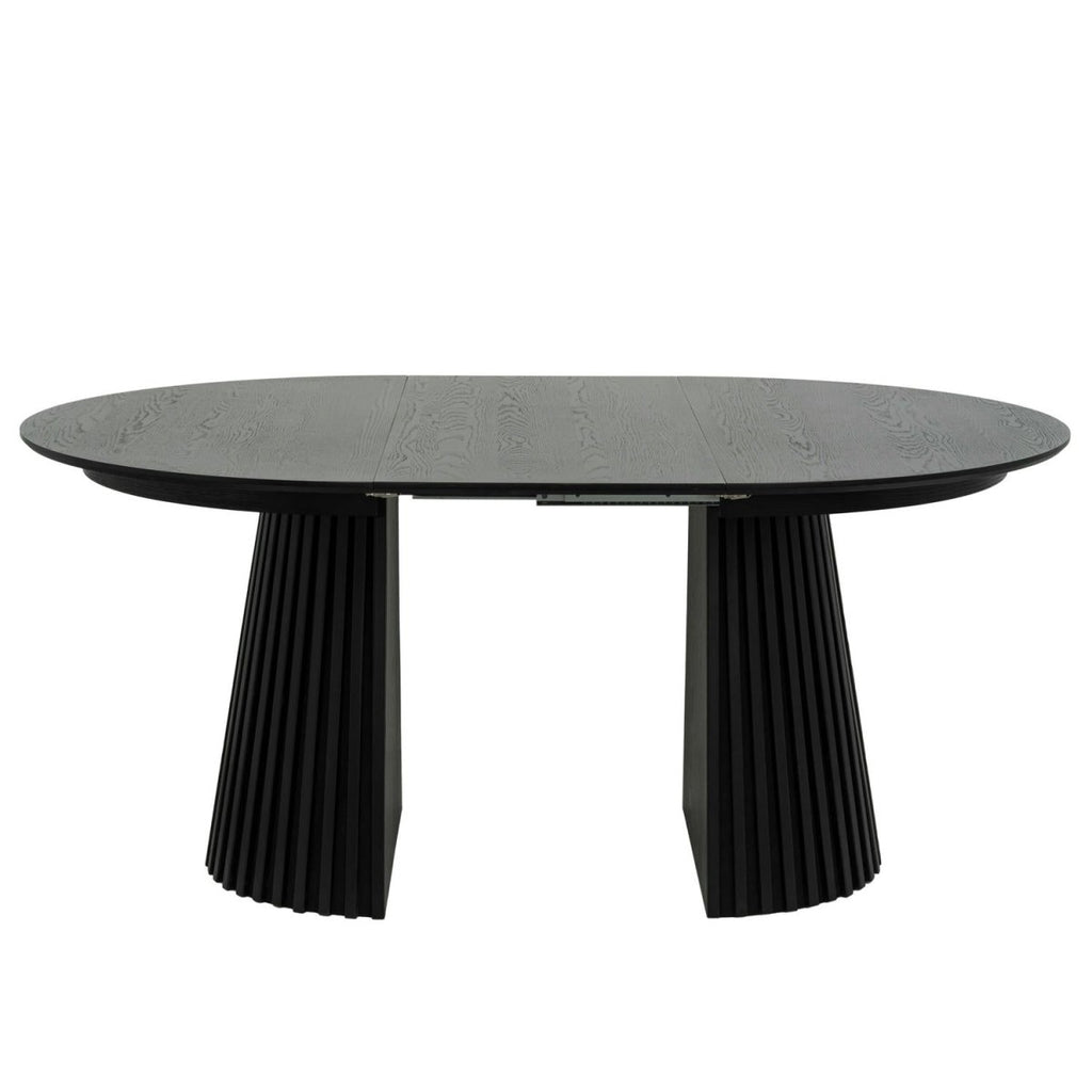 Essgruppe mit 6 Stühle und Esstisch - ø120 cm - Ausziehbar bis 220 cm Schwarz - FURNHOUSE