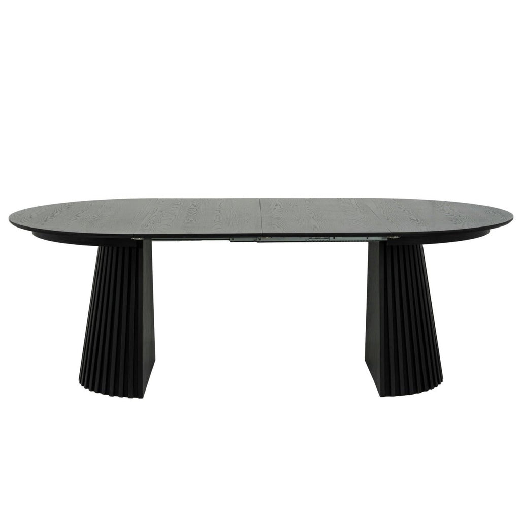 Essgruppe mit 6 Stühle und Esstisch - ø120 cm - Ausziehbar bis 220 cm Schwarz - FURNHOUSE