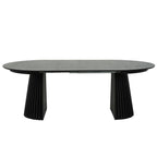 Essgruppe mit 6 Stühle und Esstisch - ø120 cm - Ausziehbar bis 220 cm Schwarz - FURNHOUSE