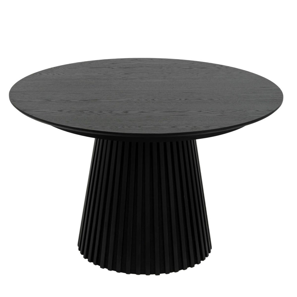 Essgruppe mit 6 Stühle und Esstisch - ø120 cm - Ausziehbar bis 220 cm Schwarz - FURNHOUSE