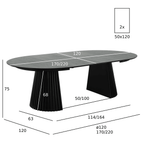 Essgruppe mit 6 Stühle und Esstisch - ø120 cm - Ausziehbar bis 220 cm Schwarz - FURNHOUSE