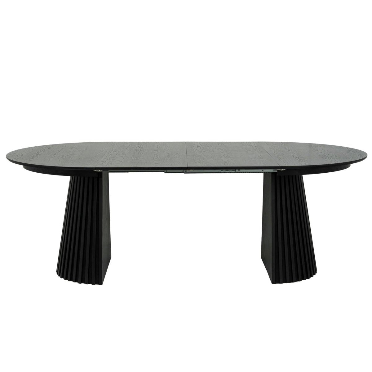 Essgruppe mit 6 Stühle und Esstisch - ø120 cm - Ausziehbar bis 220 cm Schwarz - FURNHOUSE