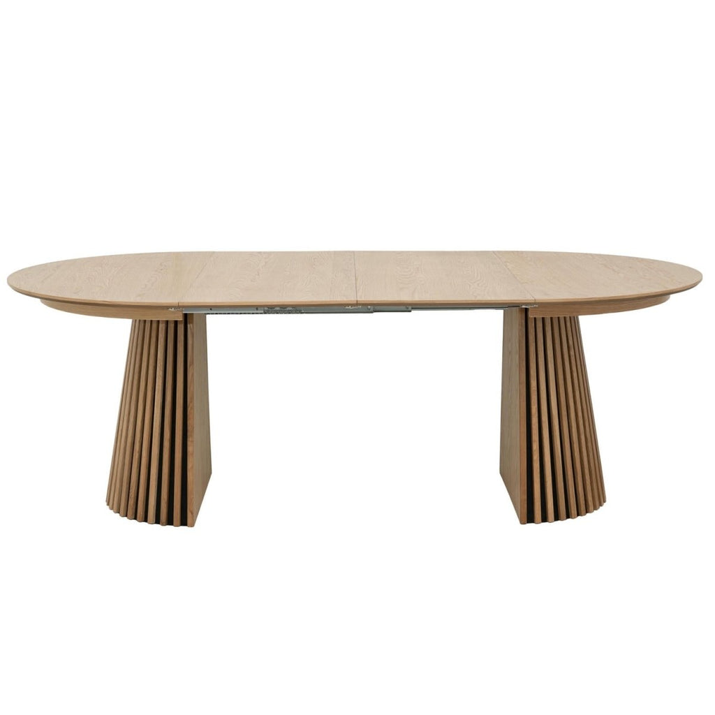 Essgruppe mit 6 Stühle und Esstisch - ø120 cm - Ausziehbar bis 220 cm Wildeiche - FURNHOUSE