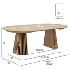 Essgruppe mit 6 Stühle und Esstisch - ø120 cm - Ausziehbar bis 220 cm Wildeiche - FURNHOUSE