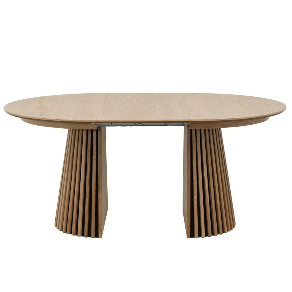 Essgruppe mit 6 Stühle und Esstisch - ø120 cm - Ausziehbar bis 220 cm Wildeiche - FURNHOUSE