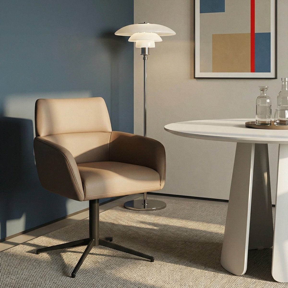 Esszimmerstuhl mit Armlehne - Drehbar - Taupe - FURNHOUSE