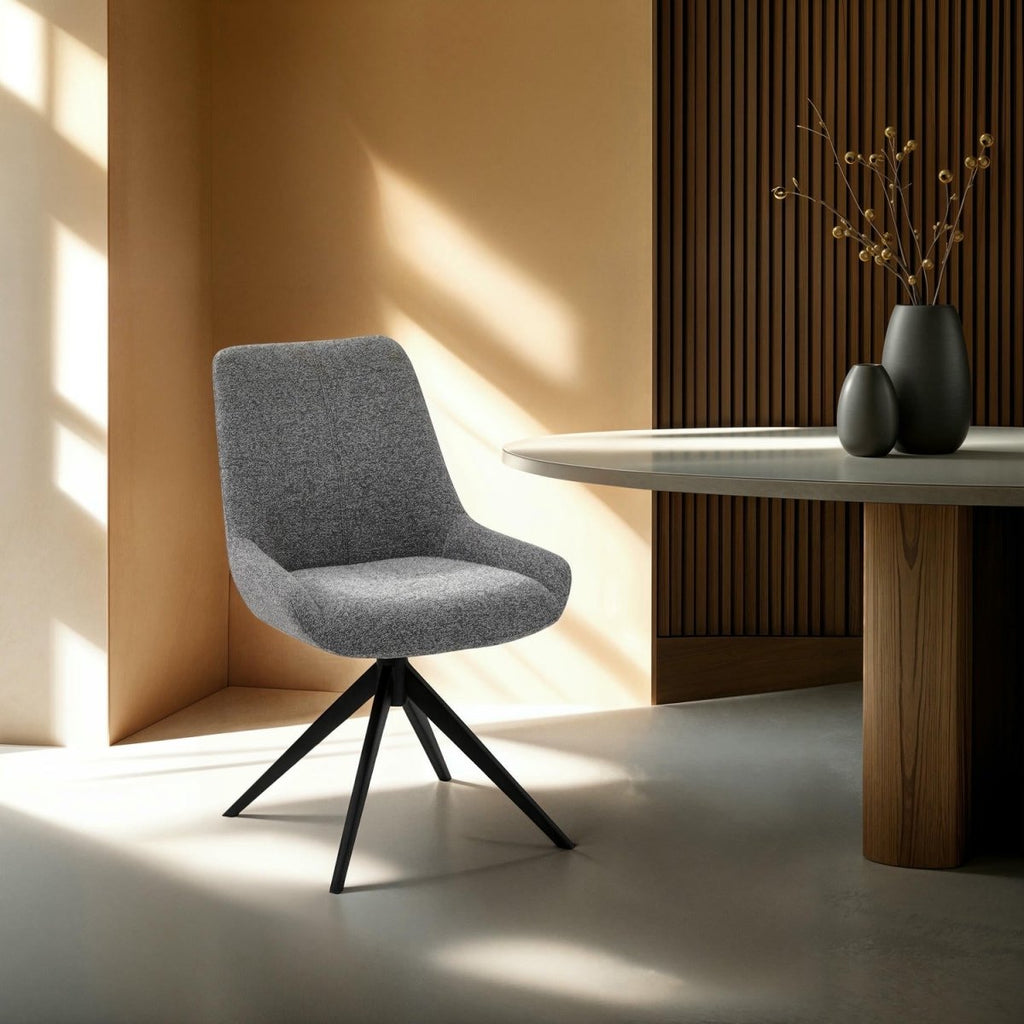 Helena Esszimmerstühle 2er Set - Drehbar, Bouclé-Stoff Grau - FURNHOUSE