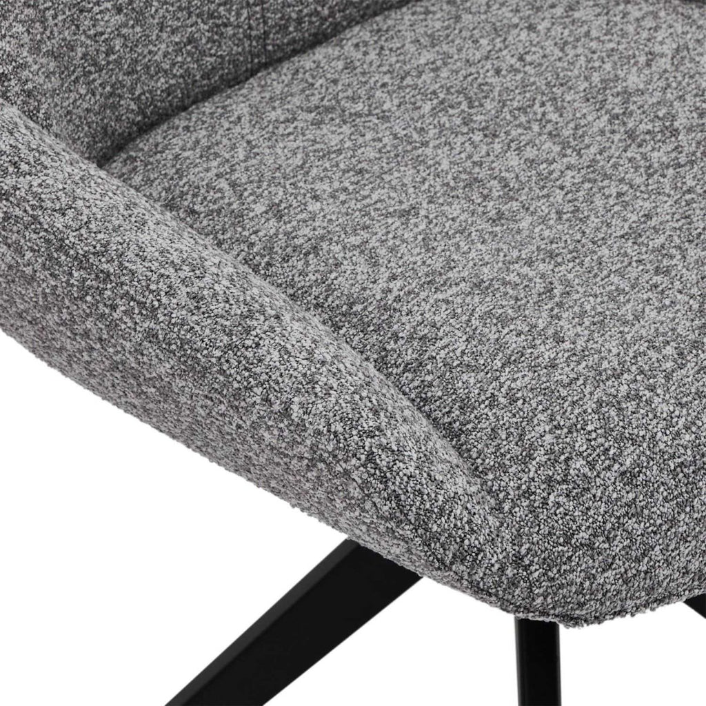Helena Esszimmerstühle 2er Set - Drehbar, Bouclé-Stoff Grau - FURNHOUSE