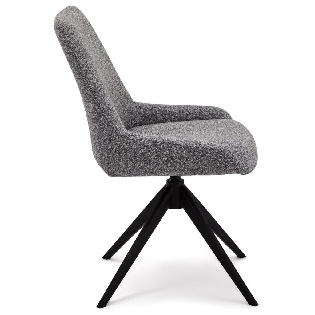 Helena Esszimmerstühle 2er Set - Drehbar, Bouclé-Stoff Grau - FURNHOUSE