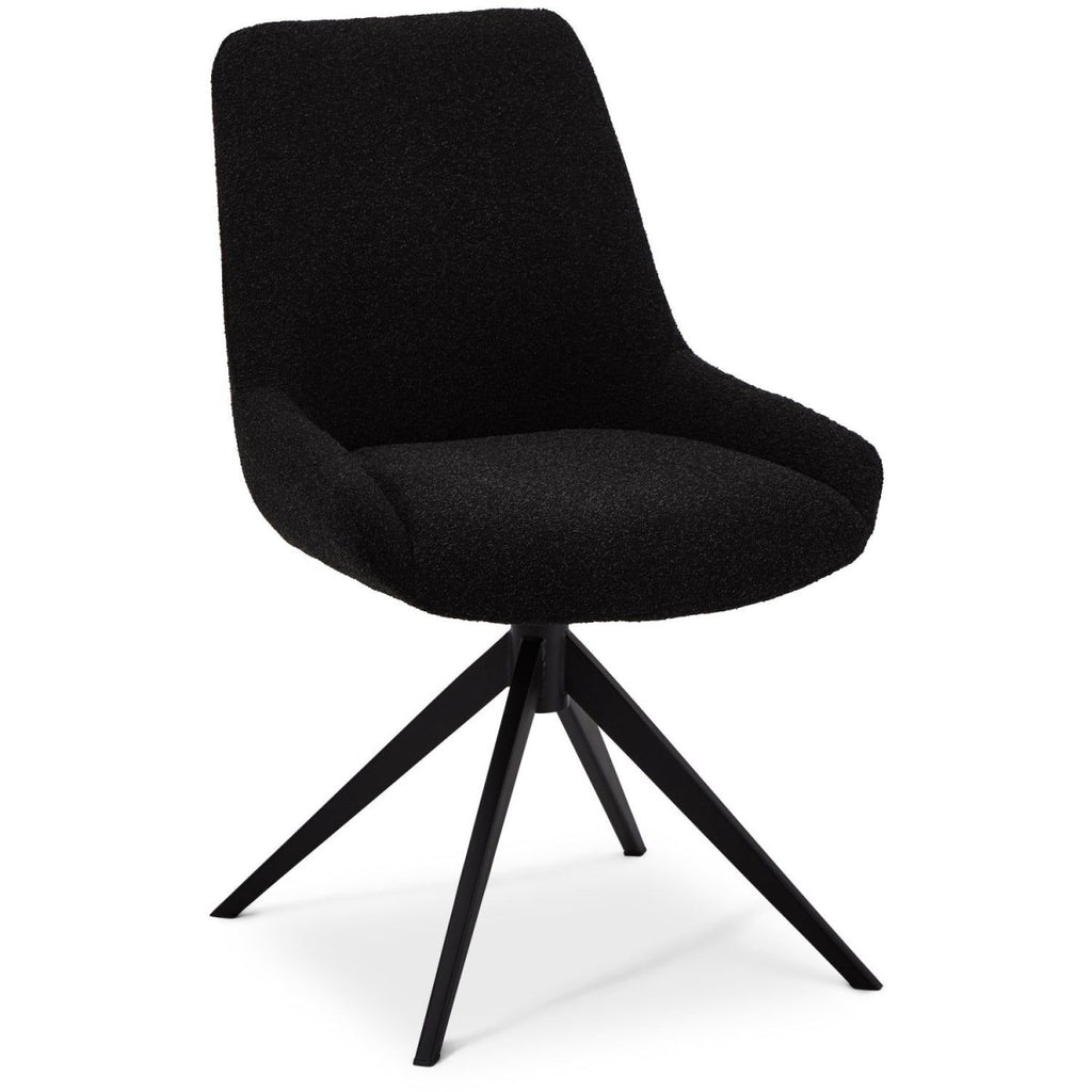 Helena Esszimmerstühle 2er Set - Drehbar, Bouclé-Stoff Schwarz - FURNHOUSE
