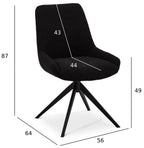 Helena Esszimmerstühle 2er Set - Drehbar, Bouclé-Stoff Schwarz - FURNHOUSE