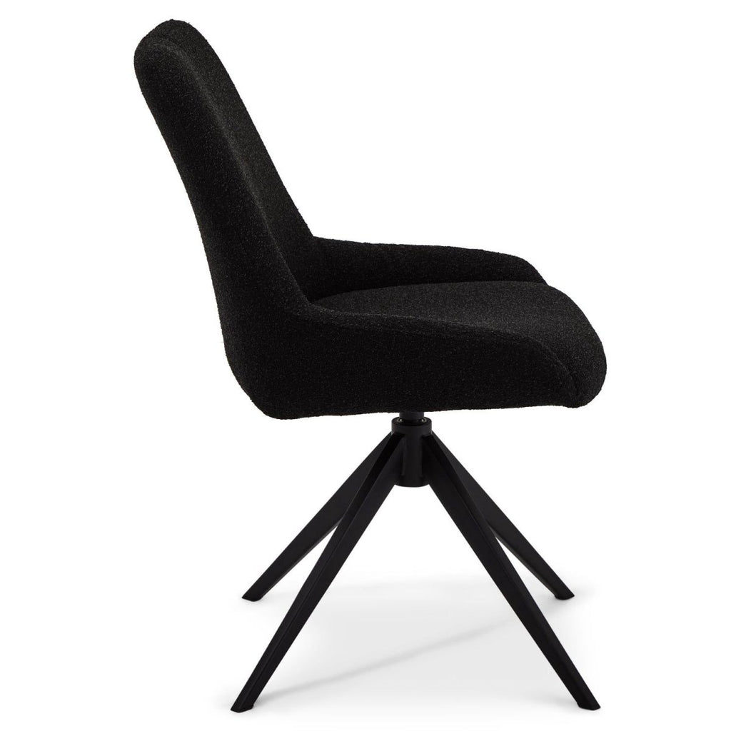 Helena Esszimmerstühle 2er Set - Drehbar, Bouclé-Stoff Schwarz - FURNHOUSE