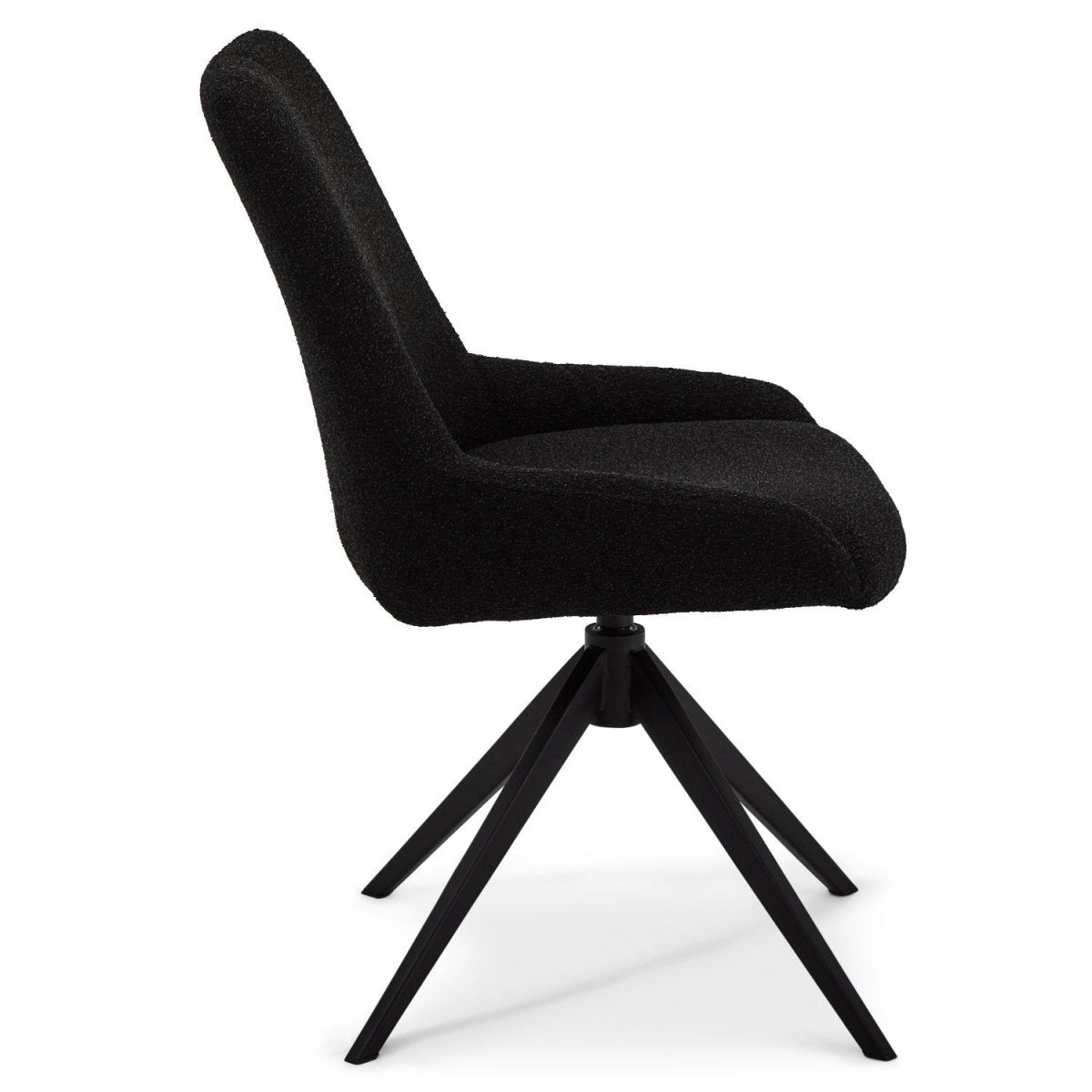 Helena Esszimmerstühle 2er Set - Drehbar, Bouclé-Stoff Schwarz - FURNHOUSE