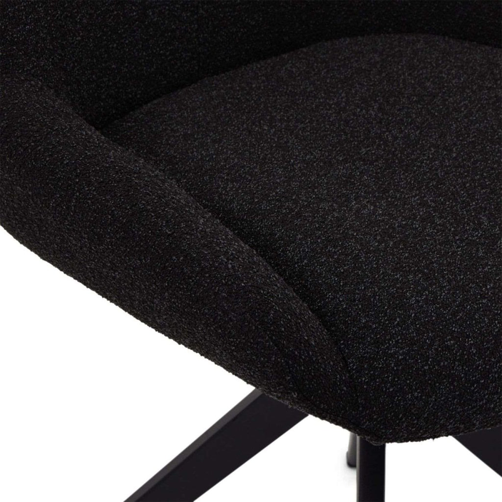 Helena Esszimmerstühle 2er Set - Drehbar, Bouclé-Stoff Schwarz - FURNHOUSE