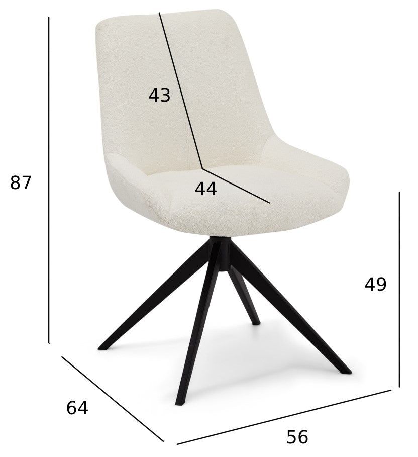 Helena Esszimmerstühle 2er Set - Drehbar, Bouclé-Stoff Weiß - FURNHOUSE