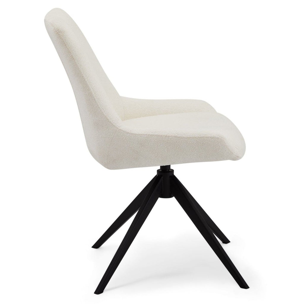 Helena Esszimmerstühle 2er Set - Drehbar, Bouclé-Stoff Weiß - FURNHOUSE